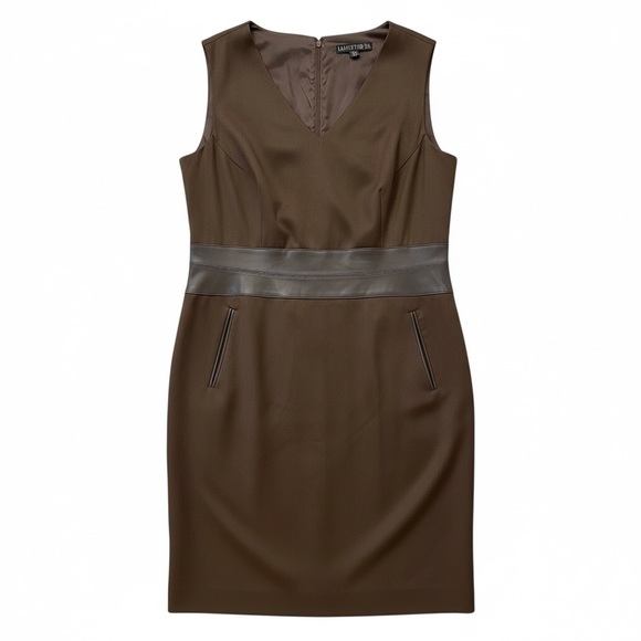 Lafayette 148 New York Dresses & Skirts - Lafayette 148 New York Brown Wool & Leather Sleeveless Fit & Flare Midi Dress